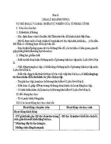 Bài giảng Địa lí địa phương Lớp 5 (Hà Tĩnh)