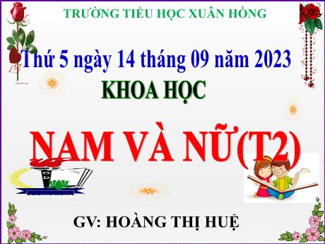 Bài giảng Khoa học Lớp 5 - Bài: Nam và nữ (Tiết 2) - Năm học 2023-2024 - Hoàng Thị Huệ