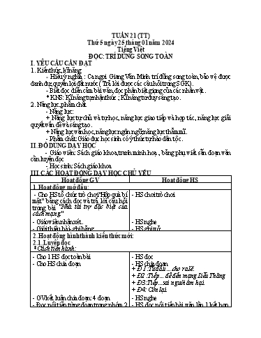 Giáo án điện tử Lớp 5 - Tuần 21 (Thứ 5+6) - Năm học 2023-2024 - Phan Thị Huyền