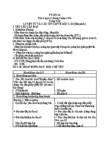 Giáo án điện tử Lớp 5 - Tuần 33 (Thứ 5+6) - Năm học 2023-2024 - Phan Thị Ánh Tuyết